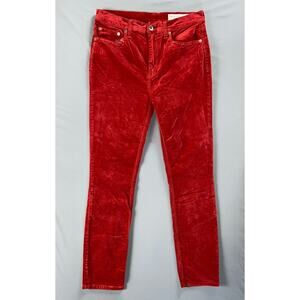 Rag & Bone Velvet, Felt, Velour Stretch 5-Pocket Jeans. Red, Women's 28. EUC!